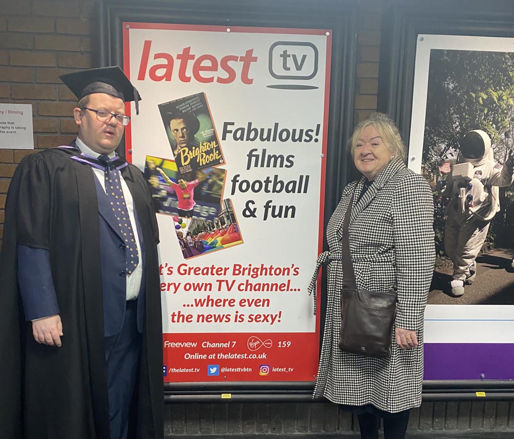 With my mum, Sheila Walker, on graduation day before starting the new job and leaving the old News Editor role at Latest TV